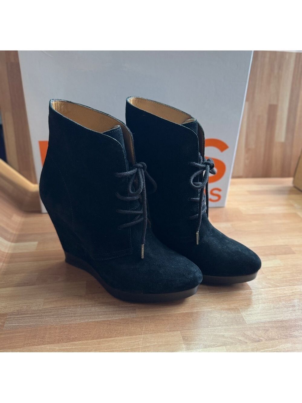 Michael kors leather/suede bootie wedges size 8.5, 5 inch wedges